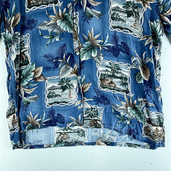 Windham Pointe Mens Hawaiian Shirt Floral Size XL Short Sleeve Collared Rayon - Picture 2 of 12